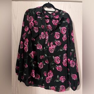 Torrid Floral Black and Pink Women's Top